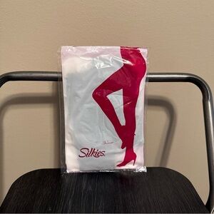 Silkies Ultra Control Top Pantyhose Medium Tights Off Black Barely USA 030206